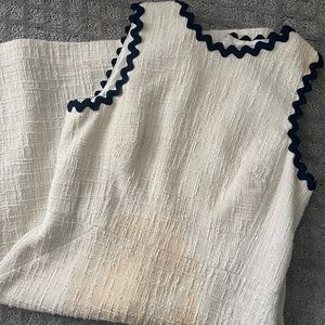 J. Crew Cream w/Navy Trim Boucle Shift Dress (Size 12T)
